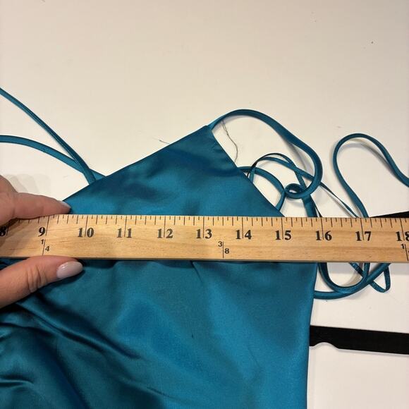 NEW Jason Wu Teal Satin Slip Midi Dress Sz Large - Picture 9 of 11